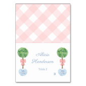 Elegant Pink Bow Topiary Individual Place Card テーブルナンバー (正面)