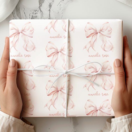 Elegant Pink Bow Wrapping Paper ラッピングペーパー