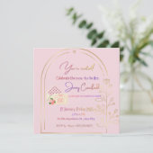 Elegant Pink Bridal Shower Invitation | Modern Gol 招待状 (スタンド正面)