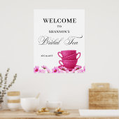 Elegant Pink Bridal Tea Welcome ポスター (キッチン)