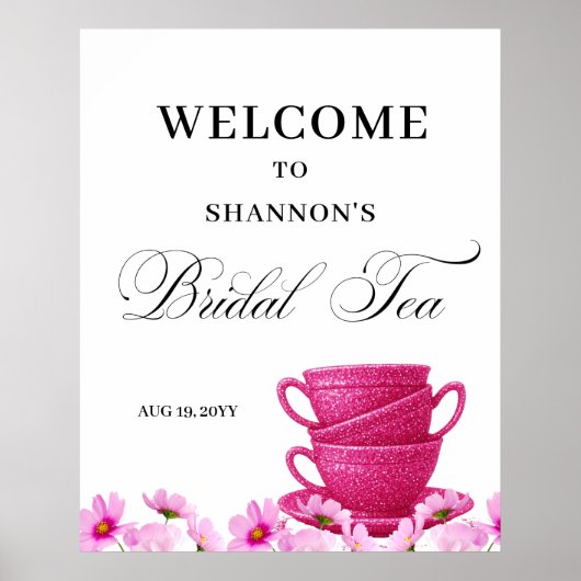 Elegant Pink Bridal Tea Welcome ポスター (正面)