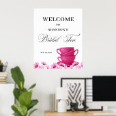 Elegant Pink Bridal Tea Welcome ポスター (ホームオフィス)