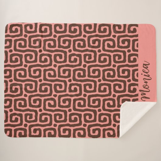 Elegant pink &brown Abstract pattern シェルパブランケット (正面(横))
