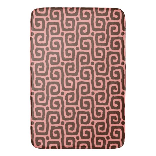 Elegant pink &brown Abstract pattern バスマット (正面縦)