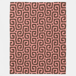 Elegant pink &brown Abstract pattern フリースブランケット