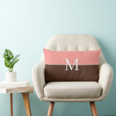 Elegant pink &brown monogram ランバークッション (椅子)