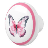 Elegant Pink Butterfly Pretty Girl's Drawer Knob セラミックノブ (右)