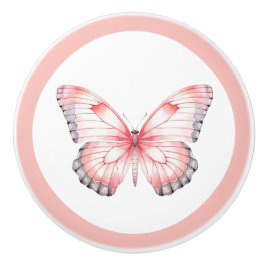Elegant Pink Butterfly Pretty Girl's Drawer Knob セラミックノブ