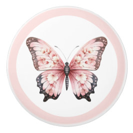 Elegant Pink Butterfly Pretty Girl's Drawer Knob セラミックノブ
