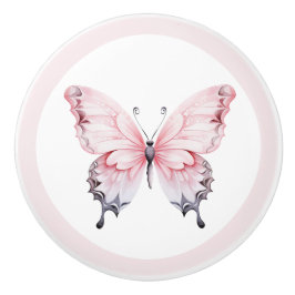 Elegant Pink Butterfly Pretty Girl's Drawer Knob セラミックノブ