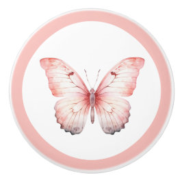 Elegant Pink Butterfly Pretty Girl's Drawer Knob セラミックノブ