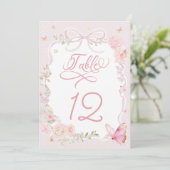 Elegant Pink Butterfly Table Number (スタンド正面)