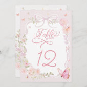 Elegant Pink Butterfly Table Number (正面/裏面)