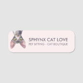 Elegant Pink Canadian Sphynx Cat 名札 (正面)