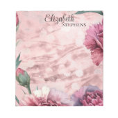 Elegant Pink Carnations Boho Floral - Name ノートパッド (正面)