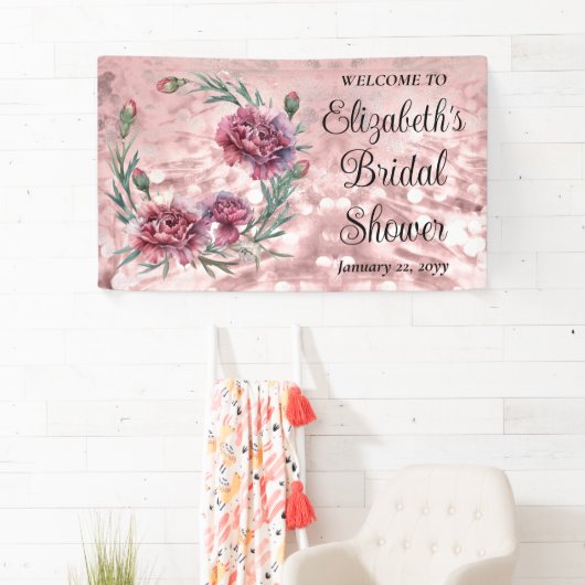 Elegant Pink Carnations Bridal Shower 横断幕 (インサイチュ)