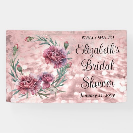 Elegant Pink Carnations Bridal Shower 横断幕 (横)