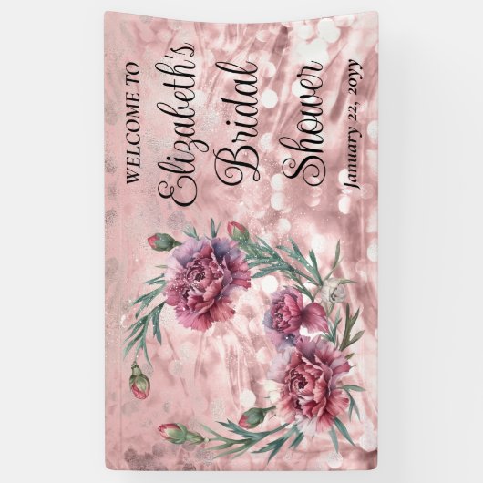 Elegant Pink Carnations Bridal Shower 横断幕 (縦)