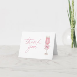 Elegant Pink Champagne Bow Shower Thank You Card サンキューカード