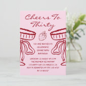 Elegant Pink Cheers to Thirty Cocktail 30 Birthday 招待状 (スタンド正面)