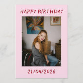 Elegant Pink Cheers to Thirty Cocktail 30 Birthday 招待状 (裏面)