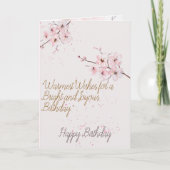 	Elegant Pink Cherry Blossom Floral Happy Birthday カード (正面)