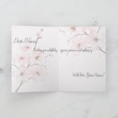 	Elegant Pink Cherry Blossom Floral Happy Birthday カード (内部)