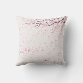 Elegant Pink Cherry Blossom Floral Throw Pillow クッション (裏面)