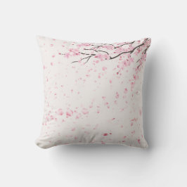 Elegant Pink Cherry Blossom Floral Throw Pillow クッション