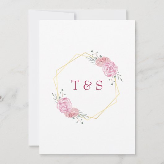 Elegant Pink Cherry Blossom Floral Wedding Invitat 招待状 (裏面)