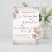 Elegant Pink Cherry Blossom Glitter Wedding 招待状 (スタンド正面)