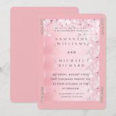 Elegant Pink Cherry Blossom Wedding Invitation - C 招待状 (正面/裏面)