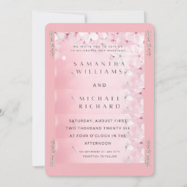 Elegant Pink Cherry Blossom Wedding Invitation - C 招待状