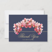 Elegant Pink Chic Orchid Bridal Shower Thank You サンキューカード (正面)
