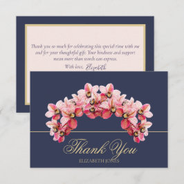 Elegant Pink Chic Orchid Bridal Shower Thank You サンキューカード