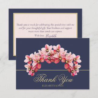 Elegant Pink Chic Orchid Bridal Shower Thank You サンキューカード