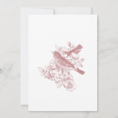 Elegant Pink Chinoiserie Nature & Birds Shower 招待状 (裏面)