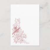 Elegant Pink Chinoiserie Nature & Birds Wedding エンクロージャーカード (裏面)