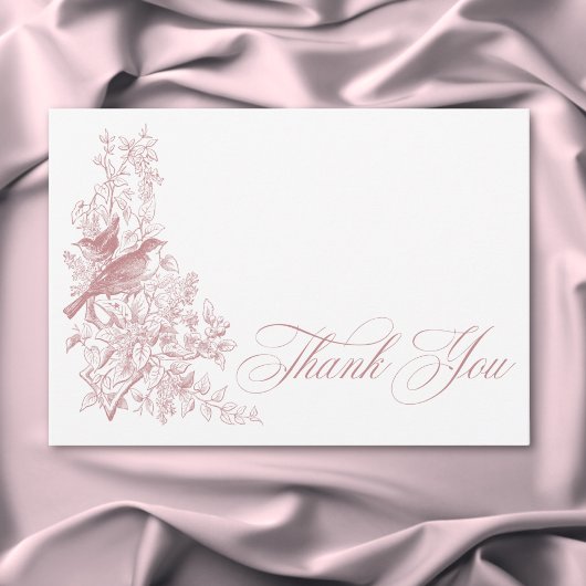Elegant Pink Chinoiserie Nature & Birds Wedding サンキューカード