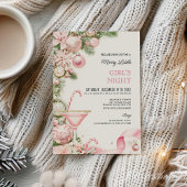 Elegant Pink Christmas Girls Night Invitation  招待状