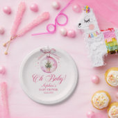 Elegant Pink Christmas Ornament Baby Shower ペーパープレート (パーティー)