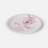 Elegant Pink Christmas Ornament Baby Shower ペーパープレート (アングル)