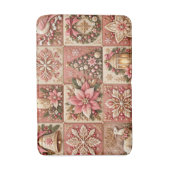 Elegant Pink Christmas Patchwork Blanket バスマット (正面縦)