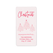 Elegant Pink Christmas Tree ラベル (正面)