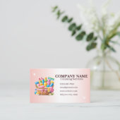 Elegant Pink Cleaning Service Business Card  名刺 (スタンド正面)