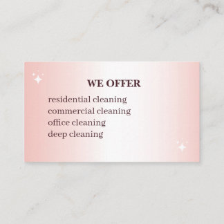 Elegant Pink Cleaning Service Business Card  名刺