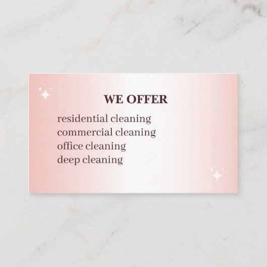 Elegant Pink Cleaning Service Business Card  名刺 (裏面)