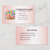 Elegant Pink Cleaning Service Business Card  名刺 (正面/裏面)