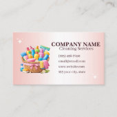 Elegant Pink Cleaning Service Business Card  名刺 (正面)