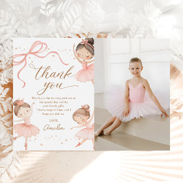 Elegant Pink Coquette Ballerina Birthday Photo サンキューカード